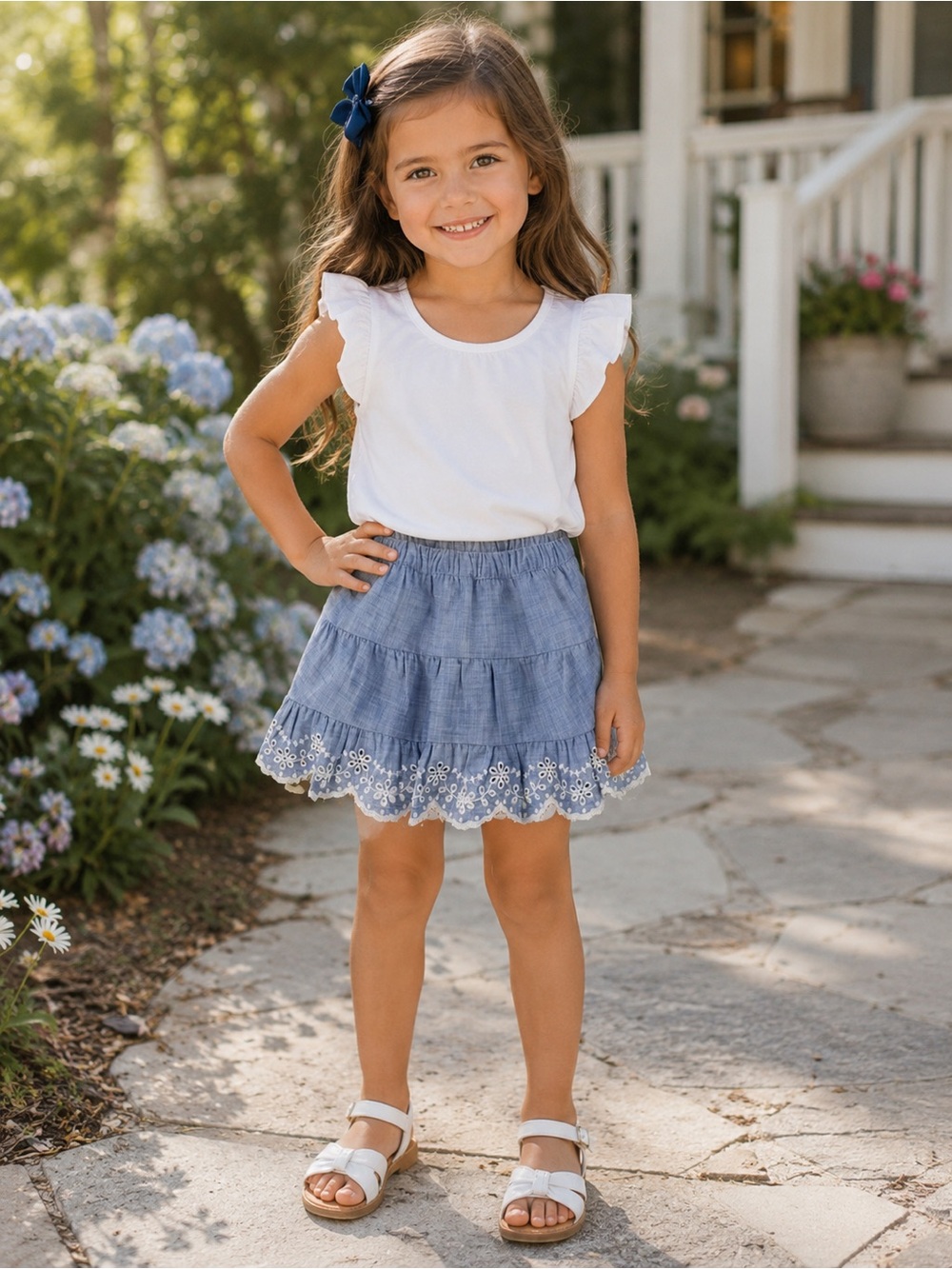 GYMBOREE GIRLS SIZE 5T CHAMBRAY EYELET SKORT NWT